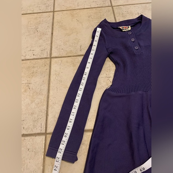 VINTAGE Rodier Paris Ribbed Knit A-Line Midi Dress - Purple - Made in France XS - Picture 7 of 7